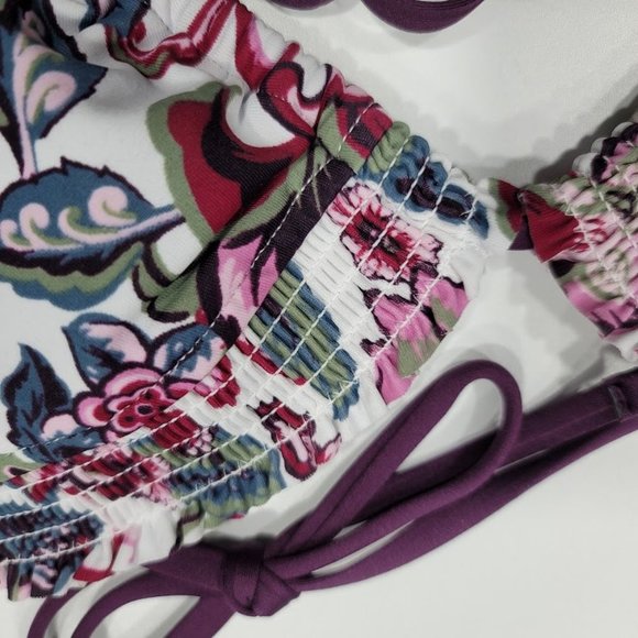 Mossimo Smocked Triangle Bikini Top Deep Plum Size Medium - Picture 7 of 9